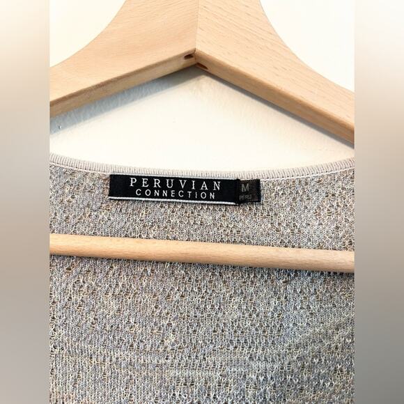 Peruvian connection pointelle knit long cardigan 100% Pima cotton lightweight - Picture 3 of 8